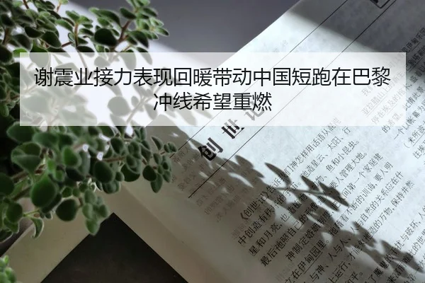 谢震业接力表现回暖带动中国短跑在巴黎冲线希望重燃